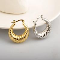 Titanium Steel Hoop Earring, Vacuum Ion Plating, fashion jewelry & for woman 