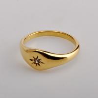Titanium Steel Finger Ring, Vacuum Ion Plating, fashion jewelry & for woman & with rhinestone, golden 
