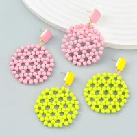 Resin Zinc Alloy Earring, with Resin, Round, fashion jewelry & for woman & enamel 