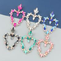 Zinc Alloy Rhinestone Drop Earring, Heart, fashion jewelry & for woman & with rhinestone 