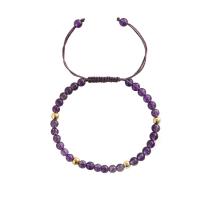 Amethyst Bracelet, with 201 Stainless Steel, Vacuum Ion Plating, Adjustable & fashion jewelry & Unisex, purple, 4mm Approx 15-19 cm 