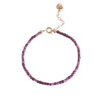 Natural Garnet Bracelet, with 201 Stainless Steel, with 4cm extender chain, Vacuum Ion Plating, Adjustable & fashion jewelry & for woman, purple, 2mm Approx 14-18 cm 