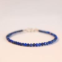 Natural Lapis Lazuli Bracelet & for woman & faceted, blue 