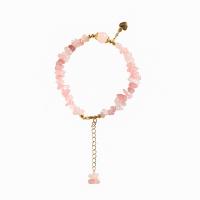Quartz Bracelets, Rose Quartz, with Brass, gold color plated, Adjustable & fashion jewelry & for woman, pink, 8mm,10-4mm Approx 14-17 cm 