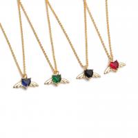 Ожерелье ручной латунные, Латунь, с Кристаллы, Сердце, плакирован золотом, Женский, Много цветов для выбора, длина:15.75 дюймовый, продается PC