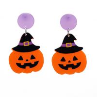 Acrylic Drop Earring, with Iron, silver color plated, Halloween Design mixed colors 