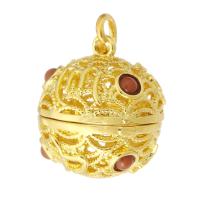 Resin Zinc Alloy Pendants, with Resin, Round, gold color plated, DIY, golden Approx 3mm 