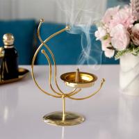 Iron Incense Burner, half handmade, for home and office & durable, golden 