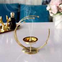 Iron Incense Burner, plated, for home and office & durable, golden 
