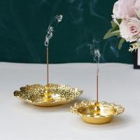 Iron Incense Seat, plated, for home and office & durable golden 