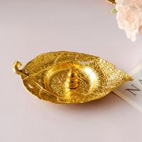 Iron Incense Seat, Leaf, plated, for home and office & durable, golden 
