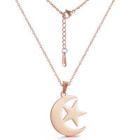 Stainless Steel Jewelry Necklace, 304 Stainless Steel, with 1.97inch extender chain, Moon and Star, Vacuum Ion Plating, fashion jewelry & for woman Approx 17.72 Inch 