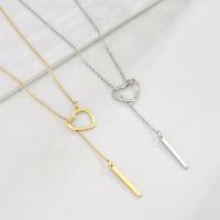 Stainless Steel Jewelry Necklace, 316L Stainless Steel, with 1.97inch extender chain, Heart, Vacuum Ion Plating, fashion jewelry & Unisex 11.7*12.7mm,20*1.8mm Approx 17.72 Inch 