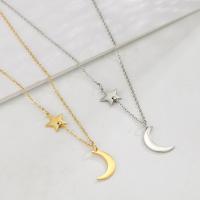 Stainless Steel Jewelry Necklace, 316L Stainless Steel, with 1.97inch extender chain, Moon and Star, Vacuum Ion Plating, fashion jewelry & for woman 15.8*9.1mm,10.8*9.6mm Approx 17.72 Inch 