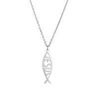 Stainless Steel Jewelry Necklace, 316L Stainless Steel, with 1.97inch extender chain, Fish, fashion jewelry & Unisex, original color Approx 17.72 Inch 