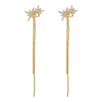 Fashion Fringe Earrings, Zinc Alloy, Eight Point Star, gold color plated, fashion jewelry & for woman & with rhinestone, golden 