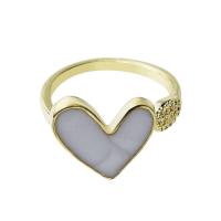 Zinc Alloy Cuff Finger Ring, with Resin, Heart, gold color plated, fashion jewelry & for woman & with rhinestone, golden, Inner Approx 17mm 