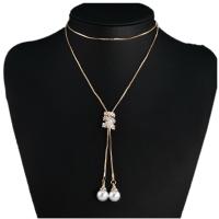 Collar de perlas de plástico, aleación de zinc, con Perlas plásticas, Esférico, chapado, Joyería & para mujer, más colores para la opción, longitud:63 cm, Vendido por UD