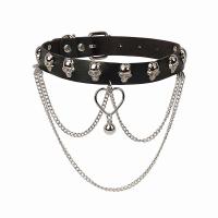 PU шнур ожерелье, Искусственная кожа, с цинковый сплав, плакирован серебром, панк-стиль & Женский, черный продается PC