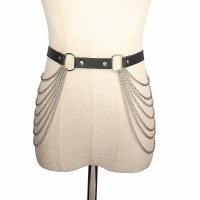 PU Dekoration Gürtel, PU Leder, mit Aluminium, silberfarben plattiert, Modeschmuck & Punk-Stil, schwarz, Länge:110 cm, verkauft von PC