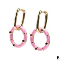 Huggie Hoop Drop Earring, laiton, Placage de couleur d'or, pavé de micro zircon & pour femme & émail, plus de couleurs à choisir Vendu par paire