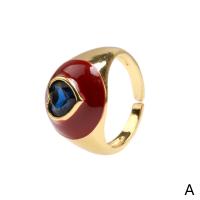Zirkonia Messing Finger Ring, goldfarben plattiert, Einstellbar & Micro pave Zirkonia & für Frau & Emaille, keine, verkauft von PC