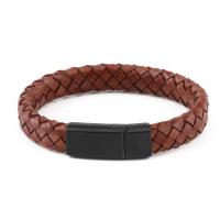 Cowhide Bracelets, with 316L Stainless Steel, Vacuum Plating, braided bracelet & for man 