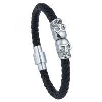 Microfibre PU bracelet, bracelet tressé & pour homme, plus de couleurs à choisir, 205mm, Vendu par PC