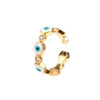 Evil Eye Jewelry Finger Ring, Brass, gold color plated, Adjustable & micro pave cubic zirconia & for woman & enamel 