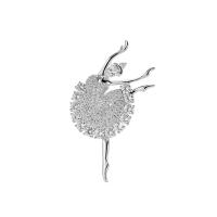 Cubic Zirconia Brooch, Brass, Dancing Girl, plated, micro pave cubic zirconia & for woman 