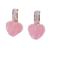 Crystal Drop Earring, Brass, with Crystal, Heart, plated, fashion jewelry & for woman 50mm 