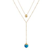 Gemstone Necklaces, Zinc Alloy, with Natural Stone, with 1.96inch extender chain, KC gold color plated, Double Layer & for woman Approx 15 Inch, Approx  19.6 Inch 