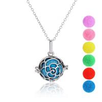 Perfume Locket Necklace, Zinc Alloy, Rose, platinum color plated, for woman & hollow Approx 23.6 Inch 