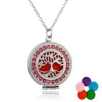 Perfume Locket Necklace, Zinc Alloy, Tree, platinum color plated, for woman & with rhinestone Approx 23.6 Inch 