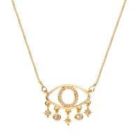 Cubic Zircon Micro Pave Brass Necklace, with 1.96 inch extender chain, Eye, gold color plated, snake chain & micro pave cubic zirconia & for woman & hollow, 20mm Approx 17.71 Inch 