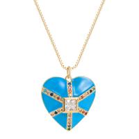 Cubic Zircon Micro Pave Brass Necklace, with 1.96 inch extender chain, Heart, gold color plated, snake chain & micro pave cubic zirconia & for woman & enamel Approx 15.74 Inch 