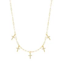 Cubic Zircon Micro Pave Brass Necklace, Cross, gold color plated, micro pave cubic zirconia & for woman Approx 15.74 Inch 