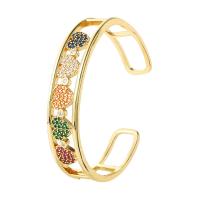 Brass Cuff Bangle, gold color plated, Adjustable & micro pave cubic zirconia & for woman 