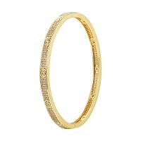 Brass Bangle, gold color plated & micro pave cubic zirconia & for woman, 62mm 