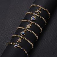 Zinc bracelets en strass en alliage , alliage de zinc, avec 2.36inch chaînes de rallonge, Placage de couleur d'or, bijoux de mode & styles différents pour le choix & pour femme & avec strass Environ 6.3 pouce, Vendu par PC