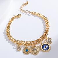 Evil Eye Jewelry Bracelet, Zinc Alloy, with Glass Rhinestone & Brass & Iron, with 1.97inch extender chain, gold color plated, fashion jewelry & for woman & enamel Approx 7.09 Inch 