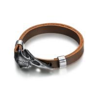 PU Leather Cord Bracelets, 316 Stainless Steel, with PU Leather, fashion jewelry & Unisex, brown, 11mm Approx 7.28 Inch 