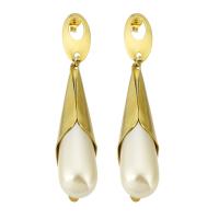 Stainless Steel Drop Earring, 316 Stainless Steel, with ABS Plastic Pearl, Vacuum Plating, fashion jewelry & for woman, golden 