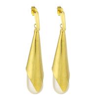 Edelstahl Tropfen Ohrring, 316 Edelstahl, mit ABS-Kunststoff-Perlen, Vakuumbeschichtung, Modeschmuck & für Frau, goldfarben, 59x13x49mm, verkauft von Paar