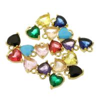 Pendentifs en laiton zircon cubique (CZ), coeur, Placage de couleur d'or, bijoux de mode & pavé de micro zircon & pour femme, plus de couleurs à choisir Environ 1mm, Vendu par PC