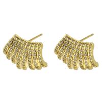 Cubic Zirconia Micro Pave Brass Earring, gold color plated, fashion jewelry & micro pave cubic zirconia & for woman, golden 