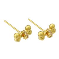 Cubic Zirconia Micro Pave Brass Earring, Bowknot, gold color plated, fashion jewelry & micro pave cubic zirconia & for woman, golden 