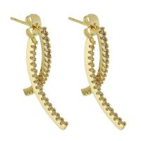 Ear Jackets, laiton, Placage de couleur d'or, bijoux de mode & pavé de micro zircon & pour femme, doré Vendu par paire