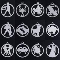 Titanium Steel Pendants, Zodiac symbols jewelry & Unisex & hollow 