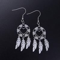 Titanium Steel Earrings, Dream Catcher, Vacuum Ion Plating, for woman & hollow 